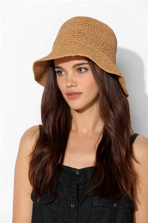 Natural Crochet Bucket Hat .